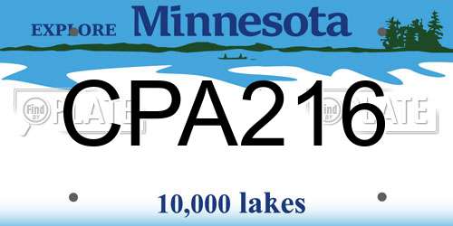 CPA216 Minnesota License Plate