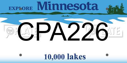 CPA226 Minnesota License Plate