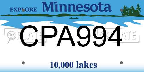 CPA994 Minnesota License Plate