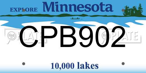 CPB902 Minnesota License Plate