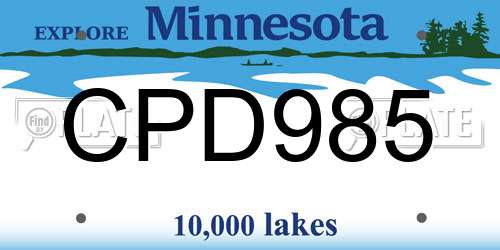 CPD985 Minnesota License Plate
