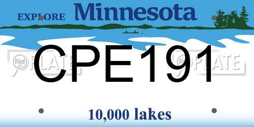 CPE191 Minnesota License Plate