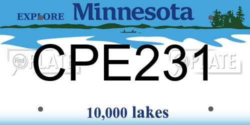 CPE231 Minnesota License Plate