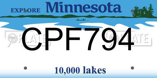 CPF794 Minnesota License Plate