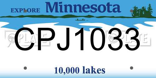 CPJ1033 Minnesota License Plate