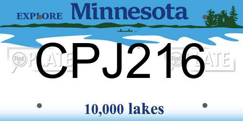 CPJ216 Minnesota License Plate