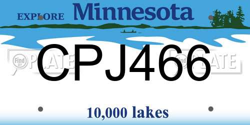 CPJ466 Minnesota License Plate