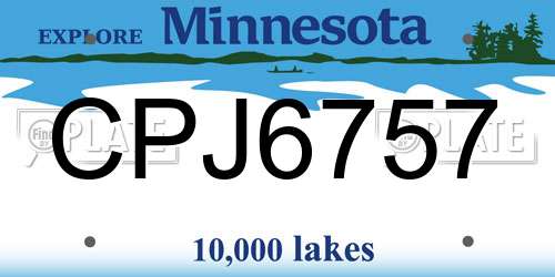 CPJ6757 Minnesota License Plate