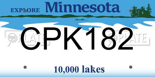 CPK182 Minnesota License Plate
