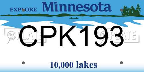 CPK193 Minnesota License Plate