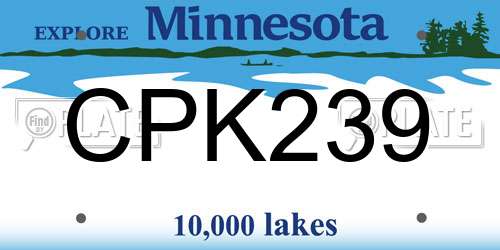 CPK239 Minnesota License Plate