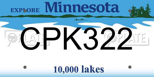 CPK322 Minnesota License Plate