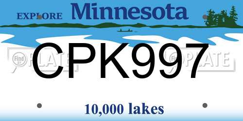 CPK997 Minnesota License Plate