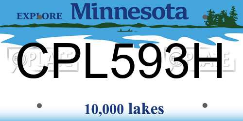 CPL593H Minnesota License Plate