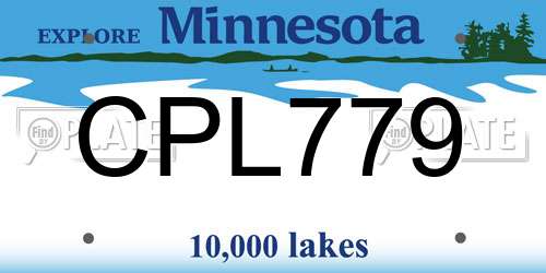 CPL779 Minnesota License Plate