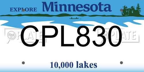 CPL830 Minnesota License Plate
