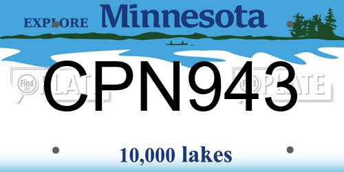 CPN943 Minnesota License Plate