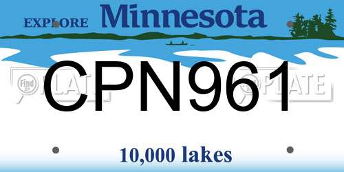 CPN961 Minnesota License Plate