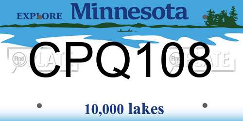 CPQ108 Minnesota License Plate