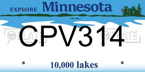 CPV314 Minnesota License Plate