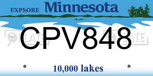 CPV848 Minnesota License Plate