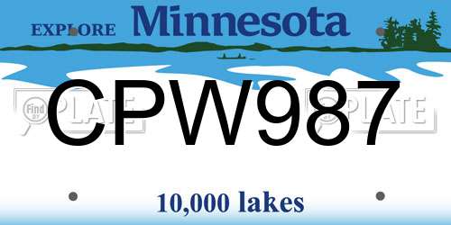 CPW987 Minnesota License Plate