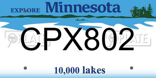 CPX802 Minnesota License Plate