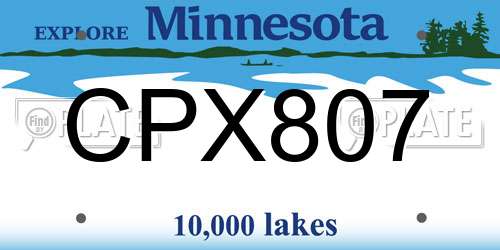 CPX807 Minnesota License Plate