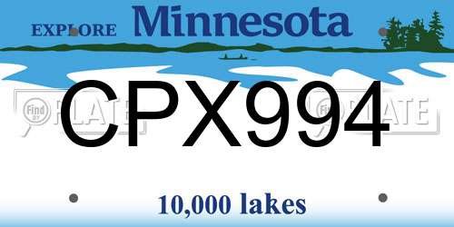 CPX994 Minnesota License Plate
