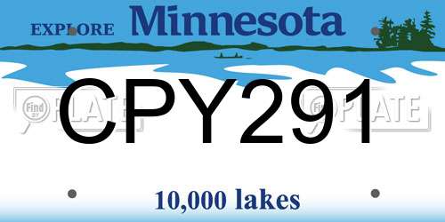 CPY291 Minnesota License Plate