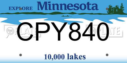 CPY840 Minnesota License Plate