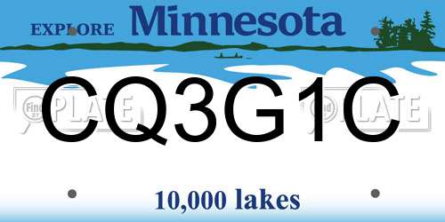 CQ3G1C Minnesota License Plate