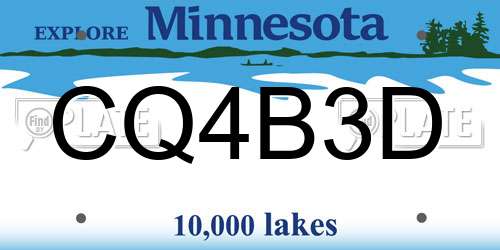 CQ4B3D Minnesota License Plate