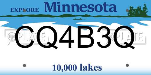 CQ4B3Q Minnesota License Plate