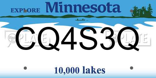 CQ4S3Q Minnesota License Plate