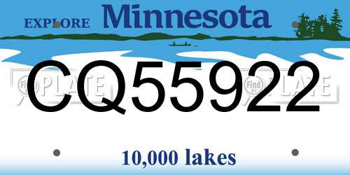CQ55922 Minnesota License Plate