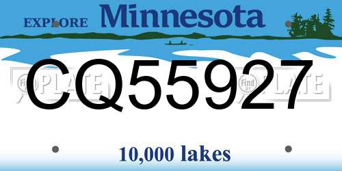 CQ55927 Minnesota License Plate
