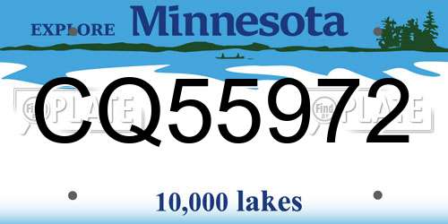 CQ55972 Minnesota License Plate