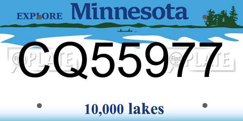 CQ55977 Minnesota License Plate