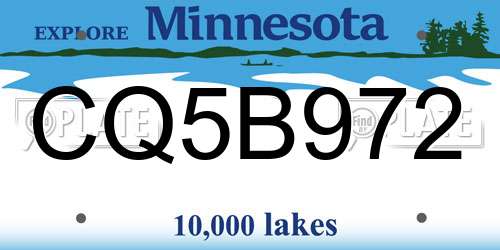 CQ5B972 Minnesota License Plate