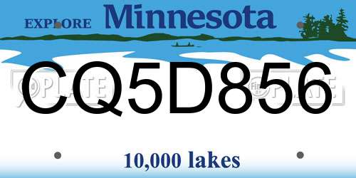 CQ5D856 Minnesota License Plate