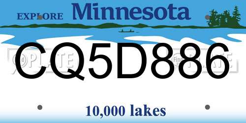 CQ5D886 Minnesota License Plate