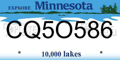 CQ5O586 Minnesota License Plate