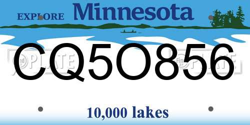 CQ5O856 Minnesota License Plate
