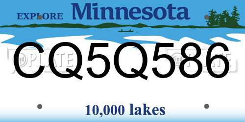 CQ5Q586 Minnesota License Plate