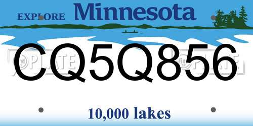 CQ5Q856 Minnesota License Plate