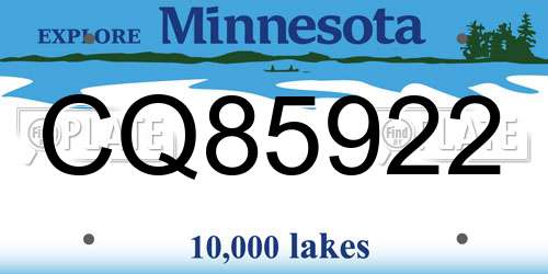 CQ85922 Minnesota License Plate