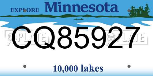 CQ85927 Minnesota License Plate