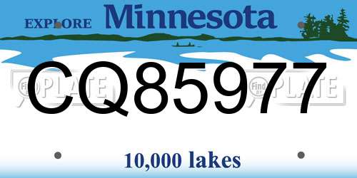 CQ85977 Minnesota License Plate
