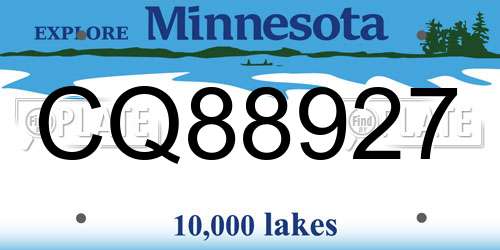 CQ88927 Minnesota License Plate